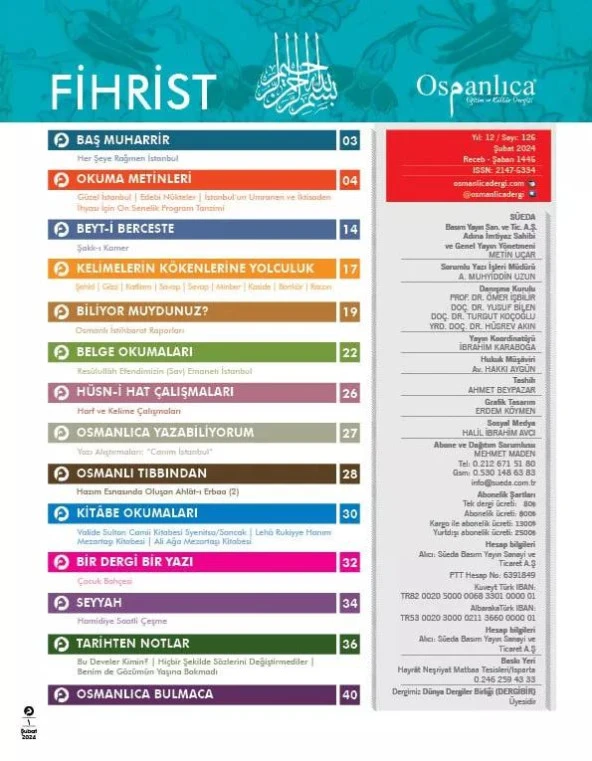 Şubat 2024 Osmanlıca Dergisi - 2