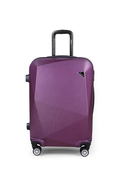 Polo&Sky Elmas Model Mor Renk Orta Boy Valiz Bavul - Resim 2