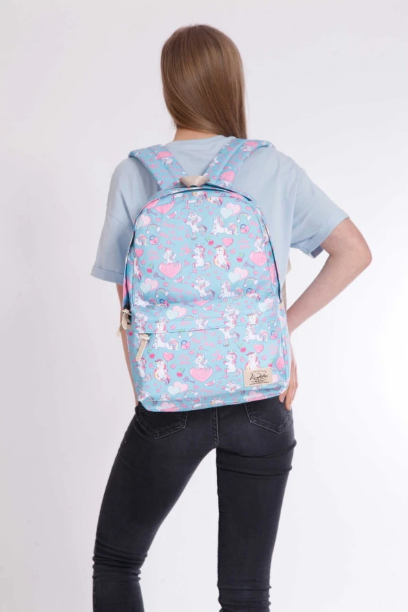 KAUKKO Nature Okul Çantası 41x24x18 Unicorn Turkuaz (k1317) - 3