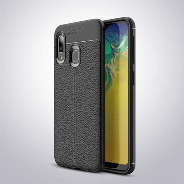 Samsung Galaxy A20 Kılıf Deri Tarzı Niss Silikon Case