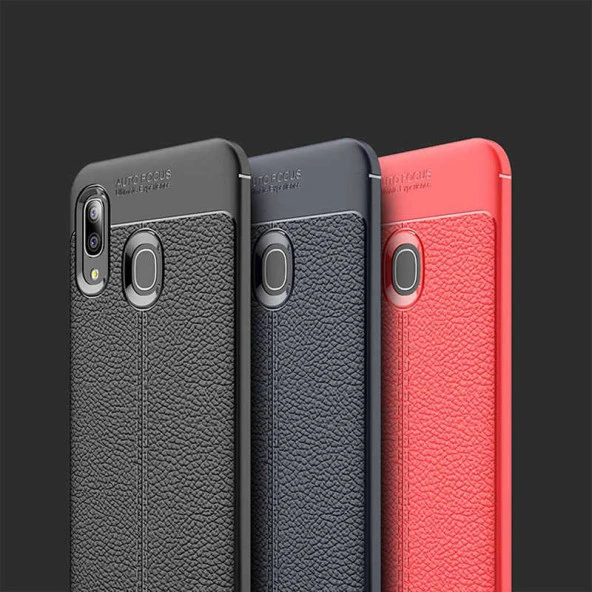 Samsung Galaxy A20 Kılıf Deri Tarzı Niss Silikon Case - Resim 2