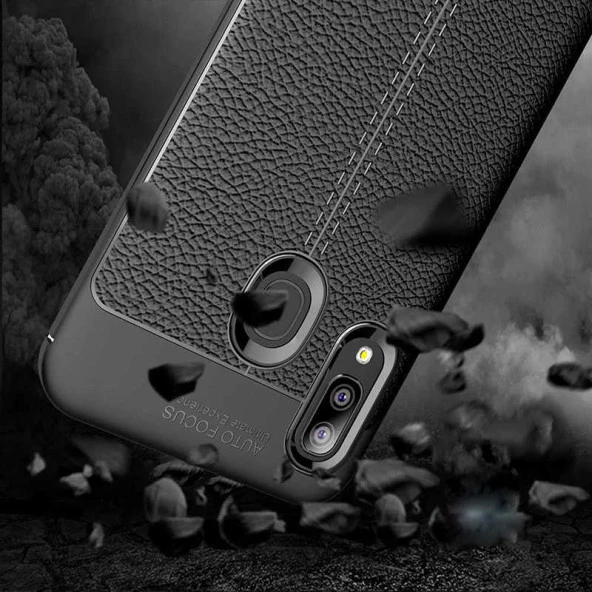 Samsung Galaxy A20 Kılıf Deri Tarzı Niss Silikon Case - Resim 4