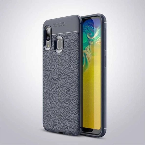 Samsung Galaxy A20 Kılıf Deri Tarzı Niss Silikon Case - Resim 6