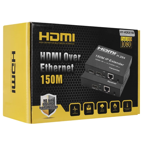 Hytech HY-HDEX150 HDMI+IR(TX) TO 2HDMI+IR(RX) HDMI 150M Uzatıcı