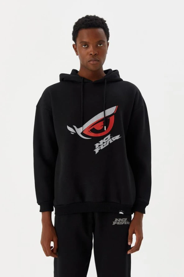 No Fear Erkek Sweatshirt Kapüşonlu Siyah M500227