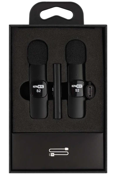 Hepa Merz S2 İphone ve Type-c Uyumlu Kablosuz İkili Yaka Mikrofonu Youtube Facebook Tiktok Vlog - Resim 2
