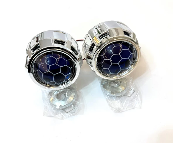 Femex Bi-Xenon Turuncu Bal Petek Desenli Far İçi Mercek 2,5 Inc Far Merceği Led Xenon Uyumlu - 4