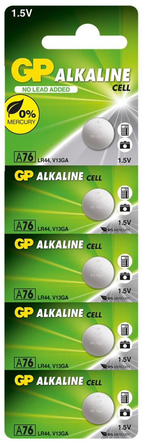 GP GPA76-C5 LR44 Alkalin Düğme Pil 5li Paket
