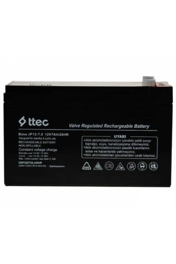 Ttec 12v 7ah-20hr Bakımsız Kuru Akü 2kg Ups Uyumlu