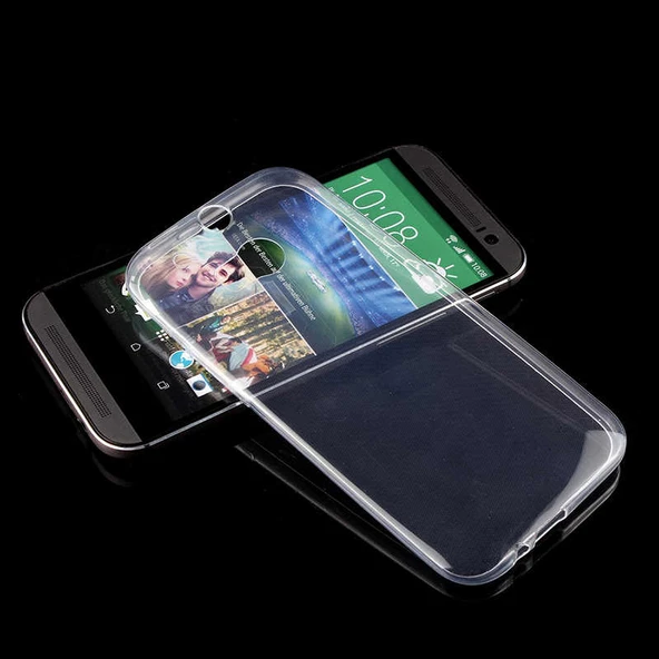 HTC One M8 Kılıf Şeffaf Silikon Hibrit Case - 4