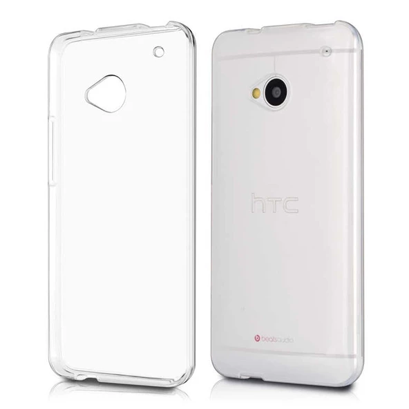 HTC One M7 Kılıf Şeffaf Silikon Hibrit Case