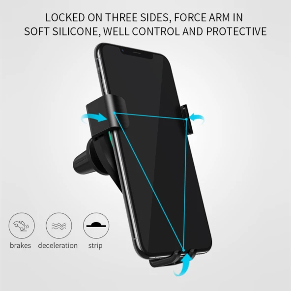 Wireless Şarjlı Araç İçi Telefon Tutucu Izgara X9 - 5