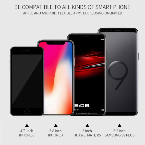 Wireless Şarjlı Araç İçi Telefon Tutucu Izgara X9 - 6