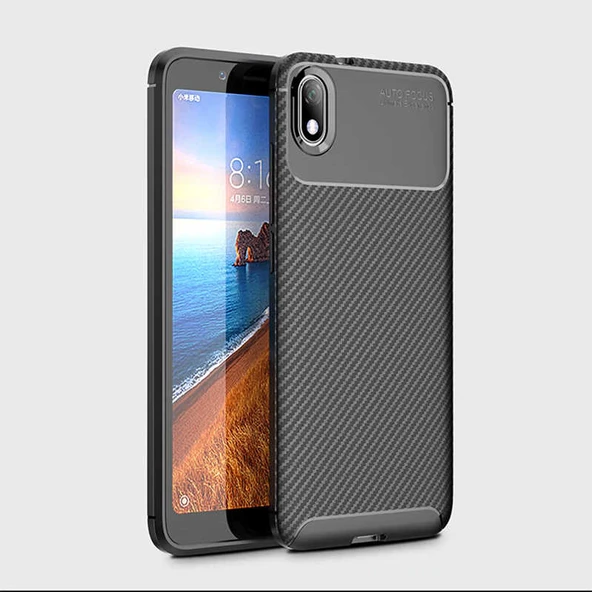 Xiaomi Redmi 7A Kılıf Karbon Silikon Case