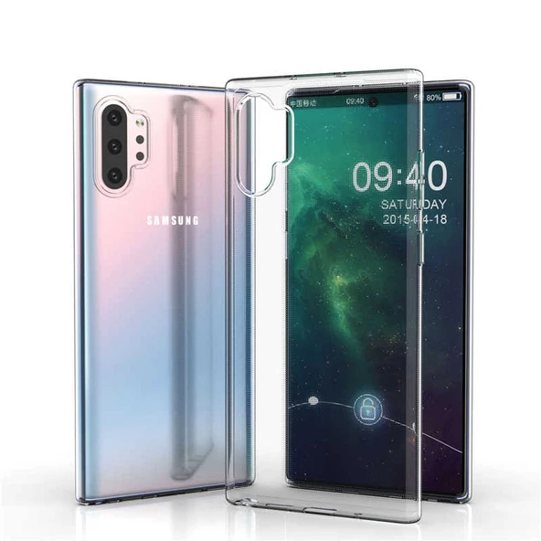 Samsung Galaxy Note 10 Plus Kılıf Şeffaf Silikon Hibrit Case