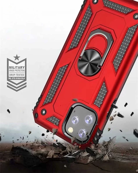 Apple iPhone 11 Pro Max Kılıf Yüzüklü Zırh Tank Vega - 8