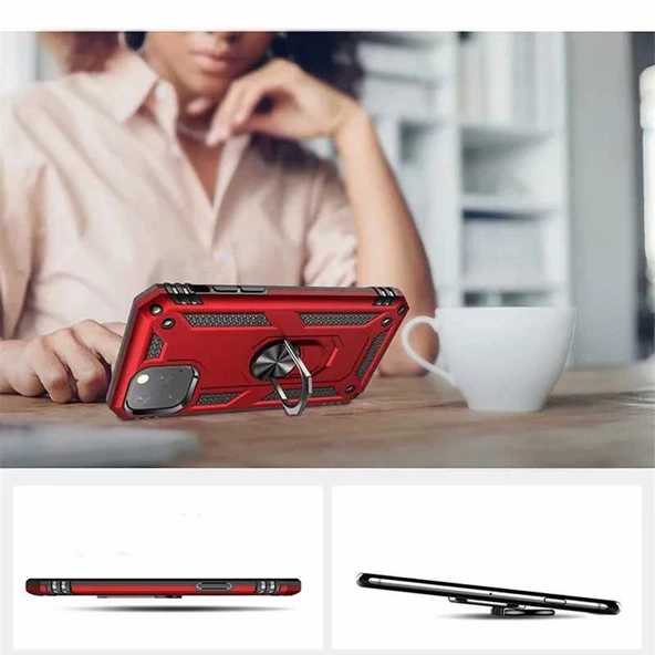 Apple iPhone 11 Pro Max Kılıf Yüzüklü Zırh Tank Vega - 5