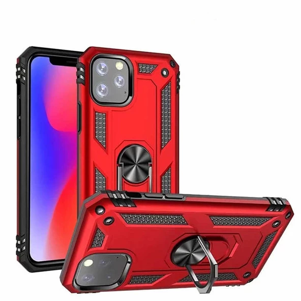 Apple iPhone 11 Pro Max Kılıf Yüzüklü Zırh Tank Vega - 3