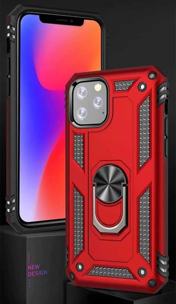 Apple iPhone 11 Pro Max Kılıf Yüzüklü Zırh Tank Vega - 4