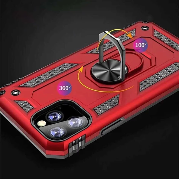 Apple iPhone 11 Pro Max Kılıf Yüzüklü Zırh Tank Vega - 7