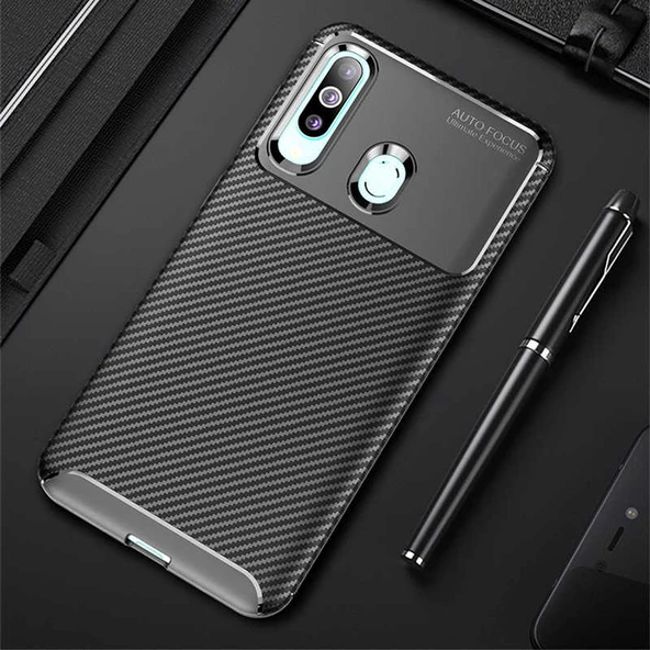 Samsung Galaxy A20S Kılıf Karbon Silikon Case - 9