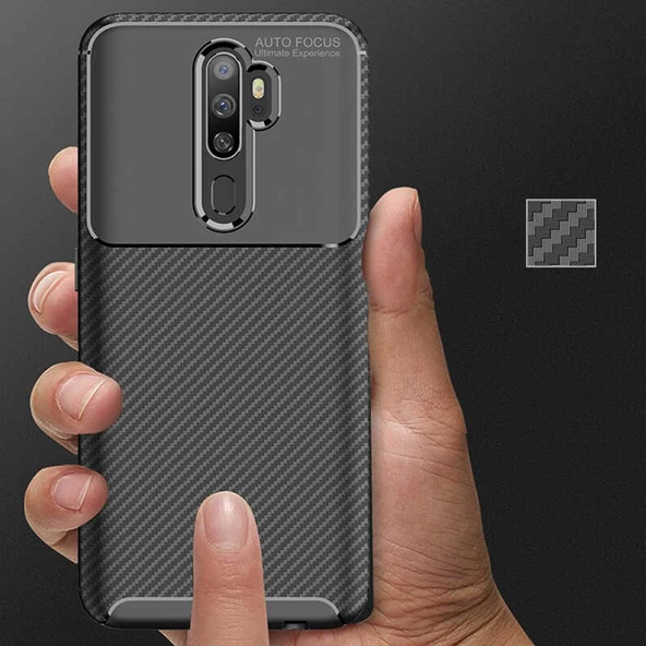Oppo A9 2020 Kılıf Karbon Silikon Case - 3