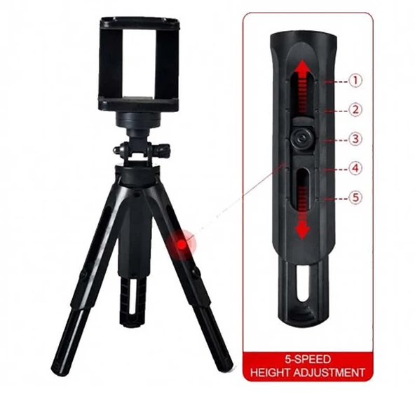 Tripod 5 Kademeli Dik-Yan Duruşlu Telefon Tutucu TR3 Tripod - 7