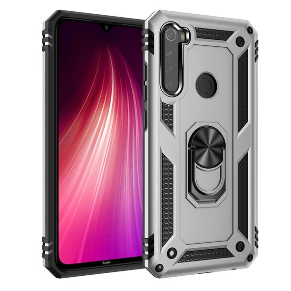 Xiaomi Redmi Note 8 Kılıf Yüzüklü Zırh Tank Vega