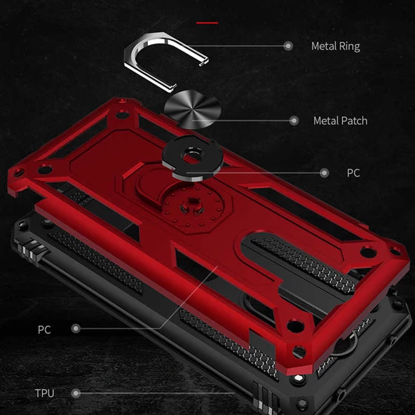 Xiaomi Redmi Note 8 Pro Kılıf Yüzüklü Zırh Tank Vega - 4