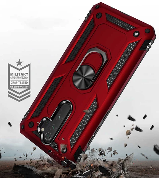 Xiaomi Redmi Note 8 Pro Kılıf Yüzüklü Zırh Tank Vega - 10