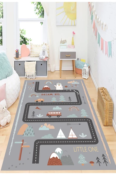 Trafik Yolu Çocuk Halısı, Leke Tutmaz Çocuk Halısı, Kaymaz Taban Halı, Yıkanabilir, Oyun Halısı ürün görseli