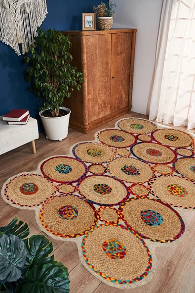 Hasır Desen Salon Halısı, Lazer Kesim Halı, Koridor Halısı, Kaymaz Halı, Balkon Halısı, Yıkanabilir, - 4
