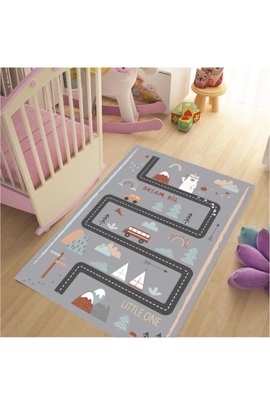 Trafik Yolu Çocuk Halısı, Leke Tutmaz Çocuk Halısı, Kaymaz Taban Halı, Yıkanabilir, Oyun Halısı - Resim 4