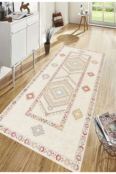 Etnik Desen Yolluk, Bej Renk Yolluk, İskandinav Desen Yolluk, Koridor Halısı, Uzun Halı, Kaymaz Halı - 5