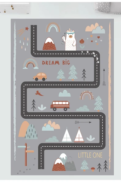 Trafik Yolu Çocuk Halısı, Leke Tutmaz Çocuk Halısı, Kaymaz Taban Halı, Yıkanabilir, Oyun Halısı - Resim 5