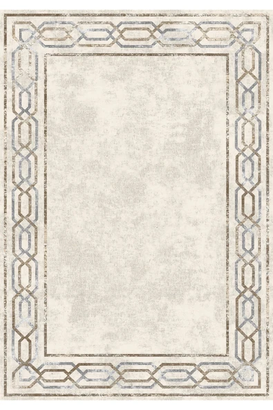 Bej Renk Yolluk, Çerçeve Desen Yolluk, Kaymaz Taban Halı, Yıkanabilir Halı, Koridor Halısı - 5