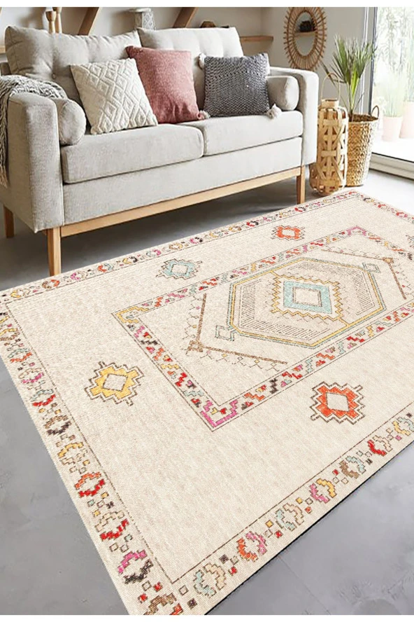 Etnik Desen Yolluk, Bej Renk Yolluk, İskandinav Desen Yolluk, Koridor Halısı, Uzun Halı, Kaymaz Halı - 2