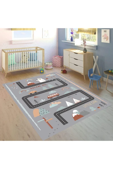 Trafik Yolu Çocuk Halısı, Leke Tutmaz Çocuk Halısı, Kaymaz Taban Halı, Yıkanabilir, Oyun Halısı - Resim 2