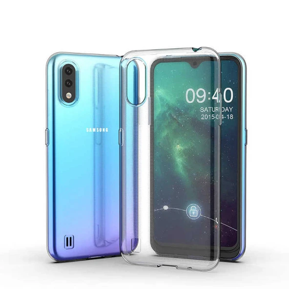 Samsung Galaxy A01 Kılıf Şeffaf Silikon Hibrit Case