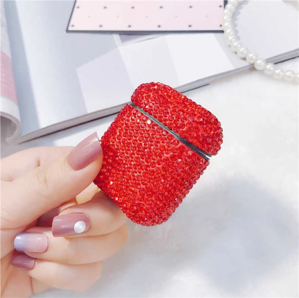 Apple Airpods 1. / 2. Nesil ile uyumlu Kılıf Taşlı Parlak Diamond Silikon Case - 8