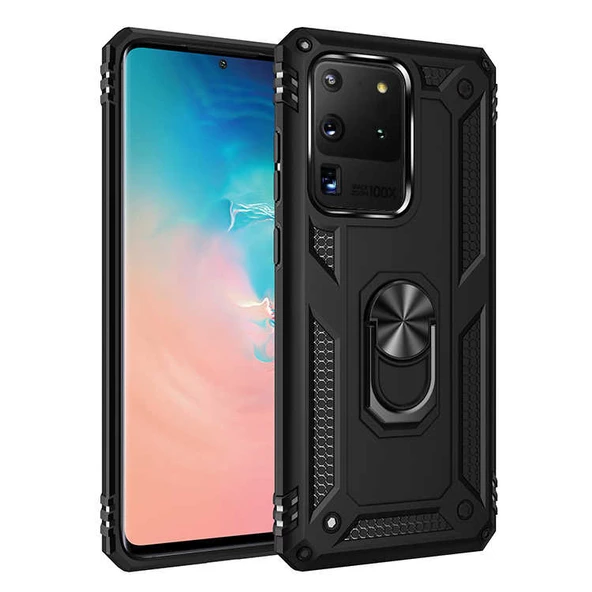 Samsung Galaxy S20 Ultra Kılıf Yüzüklü Zırh Tank Vega - 10