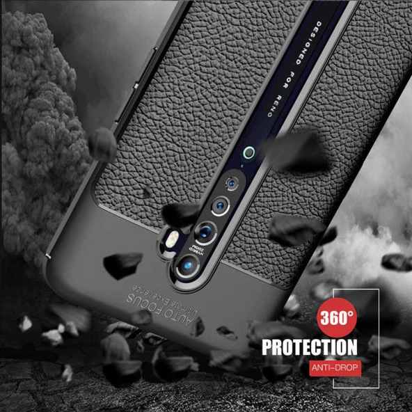 Oppo Reno 2Z Kılıf Deri Tarzı Niss Silikon Case - 5