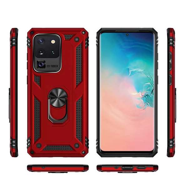 Samsung Galaxy S20 Ultra Kılıf Yüzüklü Zırh Tank Vega - 9