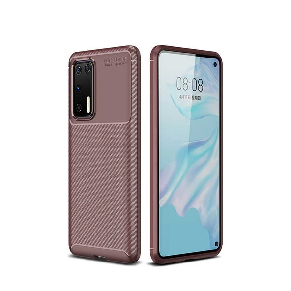 Huawei P40 Kılıf Karbon Silikon Case