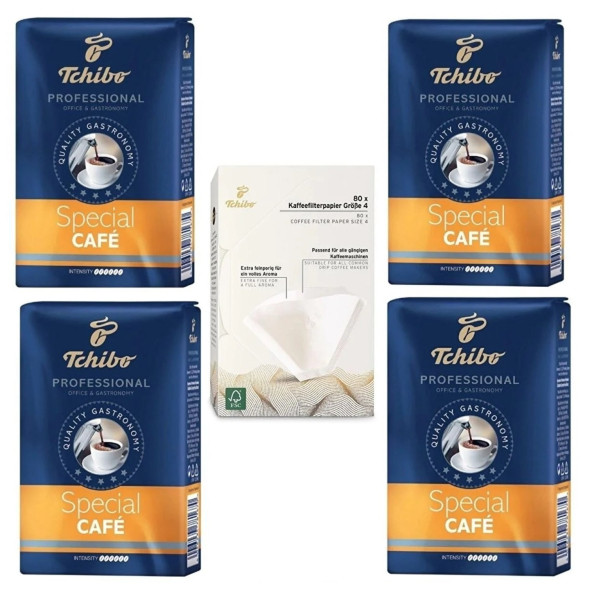 Tchibo Professional Special Cafe Filtre Kahve 250 G X 4 Adet + Tchibo Filtre Kahve Kağıdı 4 Numara 80 Adet