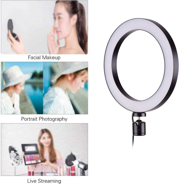 Ring Light Youtuber Tictok Makyaj Işıklı Telefon Tutucu 16cm + 2.2m Tripod CT-001 - 7