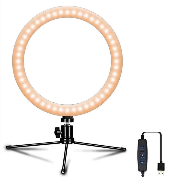 Ring Light Youtuber Tictok Makyaj Işıklı Telefon Tutucu 16cm + 2.2m Tripod CT-001 - 6