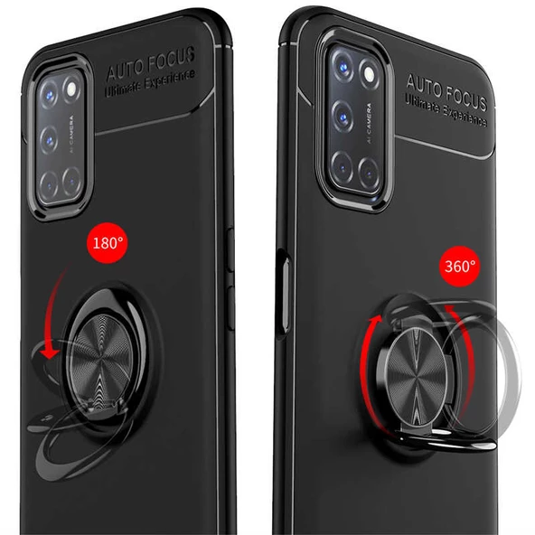Oppo Reno A92 Kılıf Yüzüklü Magnetli Ravel Case - 6