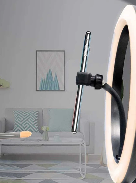 Ring Light Youtuber Tictok Makyaj Işıklı Telefon Tutucu 16cm + 2.2m Tripod CT-001 - 4