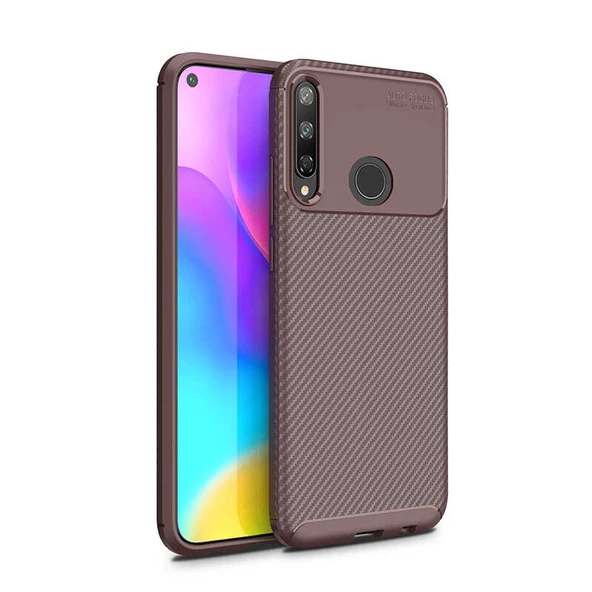 Huawei P40 Lite E Kılıf Karbon Silikon Case